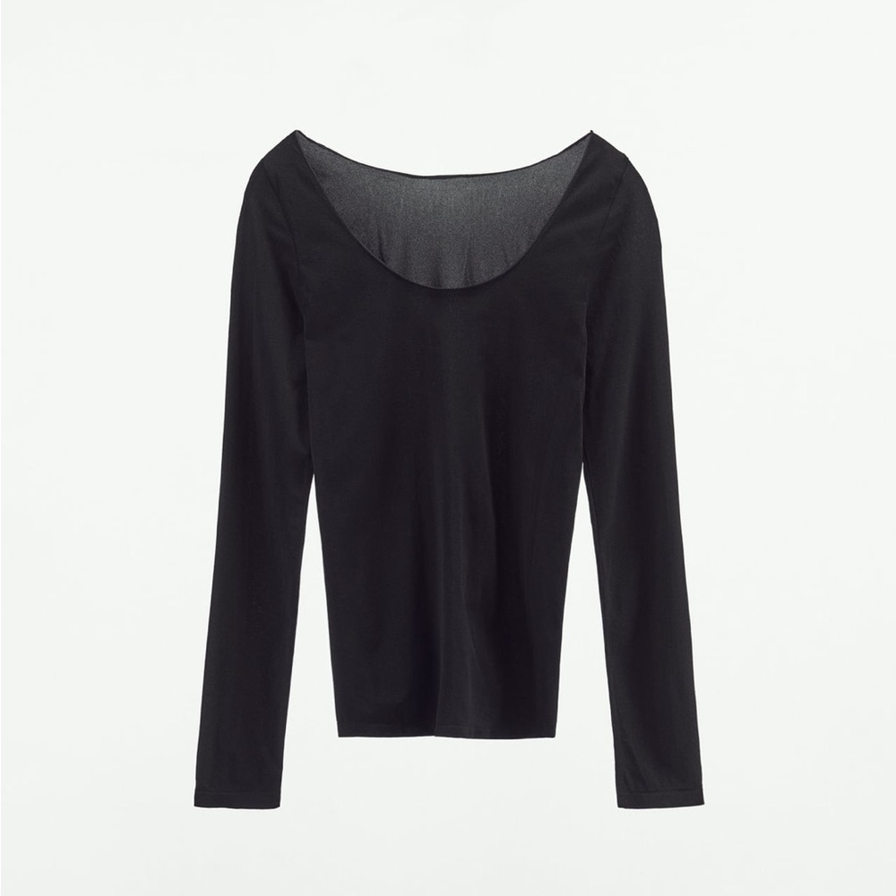 Zara Women’s Semi Sheer Fitted Top in Black Size M